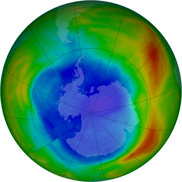 Antarctic ozone map for 14 September 1989